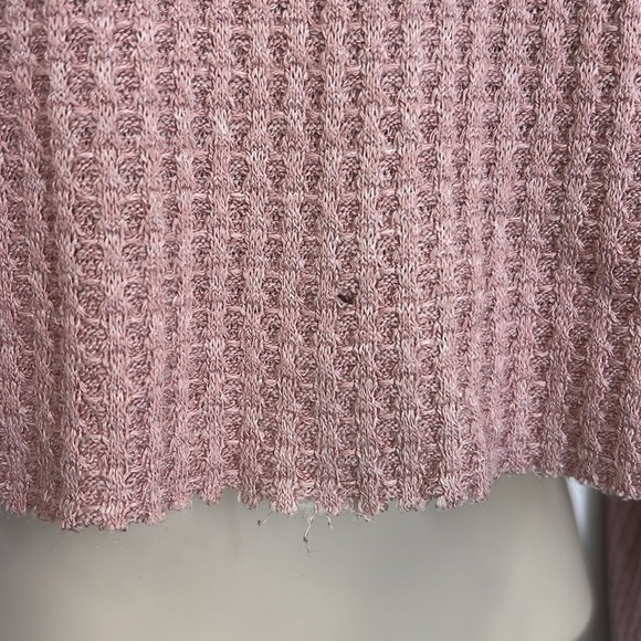 Free People - Light Pink Floral MockNeck Waffle Long Sleeve Crop Top Size XS - Picture 6 of 11
